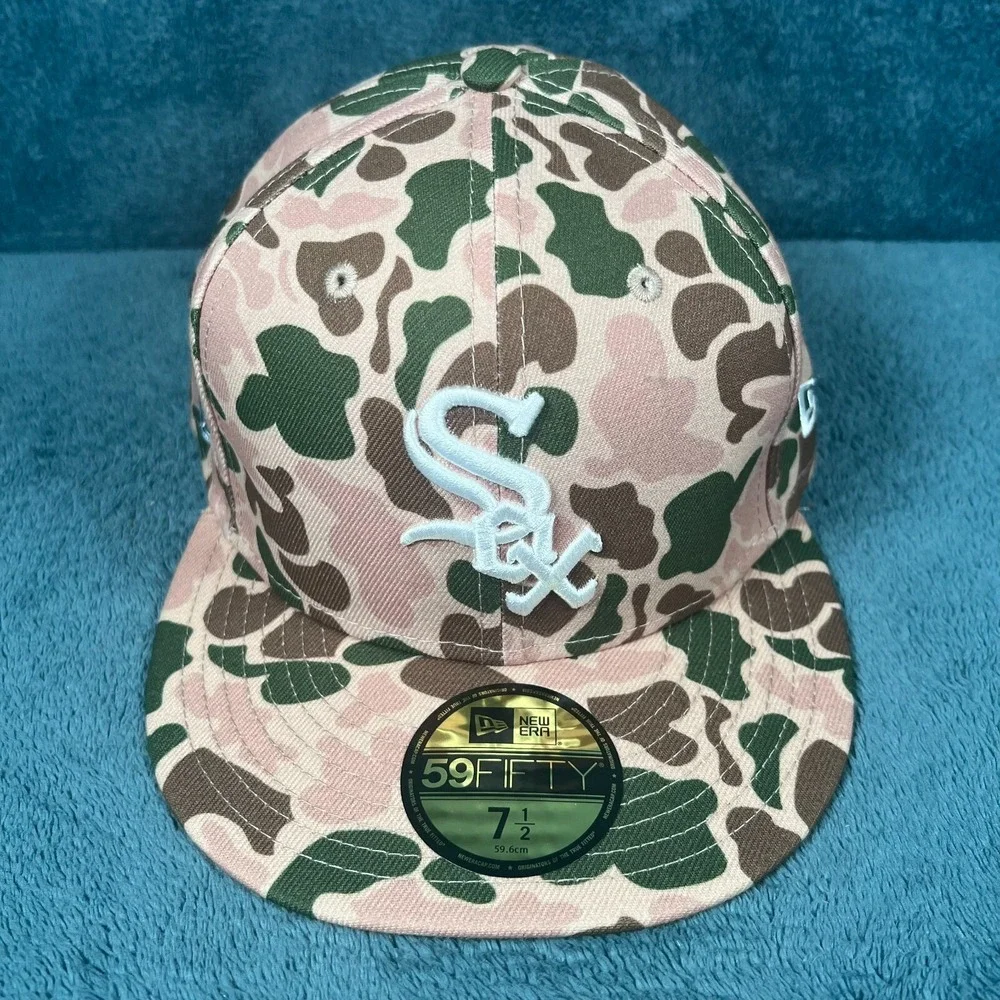 New Era 59Fifty Chicago White Sox Beige Camo World Series‎ Hat 7 1/2
